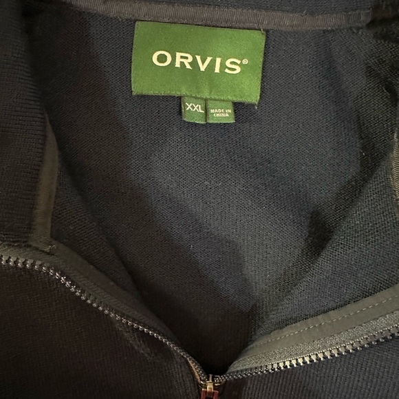 Orvis Upton Navy Merino Wool 1/4 Zip Sweater - Picture 2 of 10